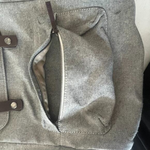 Everlane Backpack Laptop Modern Gray Twill Double Snap Drawstring Pocket - Picture 4 of 11